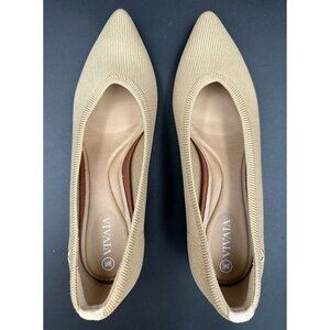 Vivaia Beige Kitten Heel Pumps Womens Size 6.5 EU 37 Almont Pointed Toe